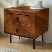 Hevea Wood 2-Drawer Nightstand