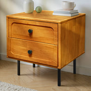 Hevea Wood 2-Drawer Nightstand