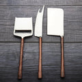 Wood-Handle Cheese Knife Set — Three-piece set with wood-grain handles for slicing, planing, and serving cheese