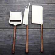 Wood-Handle Cheese Knife Set — Three-piece set with wood-grain handles for slicing, planing, and serving cheese
