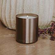 Gold Aluminum Soy Candle, Warm & Cozy, 10 oz