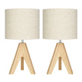 Tripod Wood Table Lamp Set