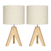 Tripod Wood Table Lamp Set