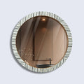 Chevron Bone Inlay Round Wall Mirror