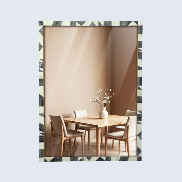 Bone Inlay Geometric Wall Mirror