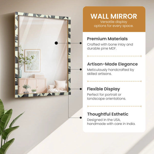 Bone Inlay Geometric Wall Mirror