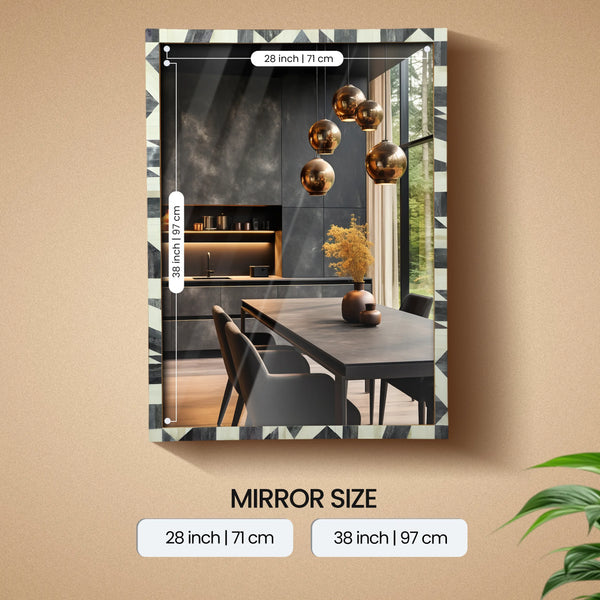 Bone Inlay Geometric Wall Mirror
