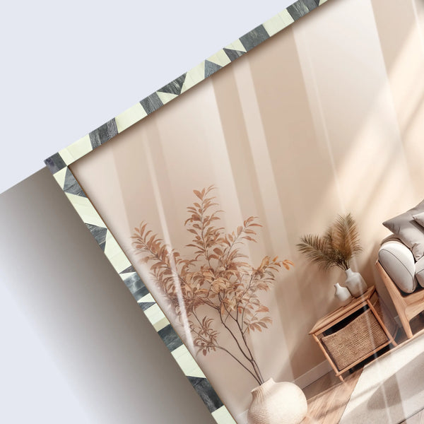 Bone Inlay Geometric Wall Mirror