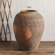 Scored Terracotta Blend Round Planter