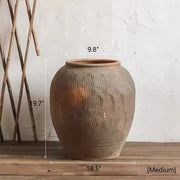 Scored Terracotta Blend Round Planter