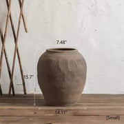 Scored Terracotta Blend Round Planter