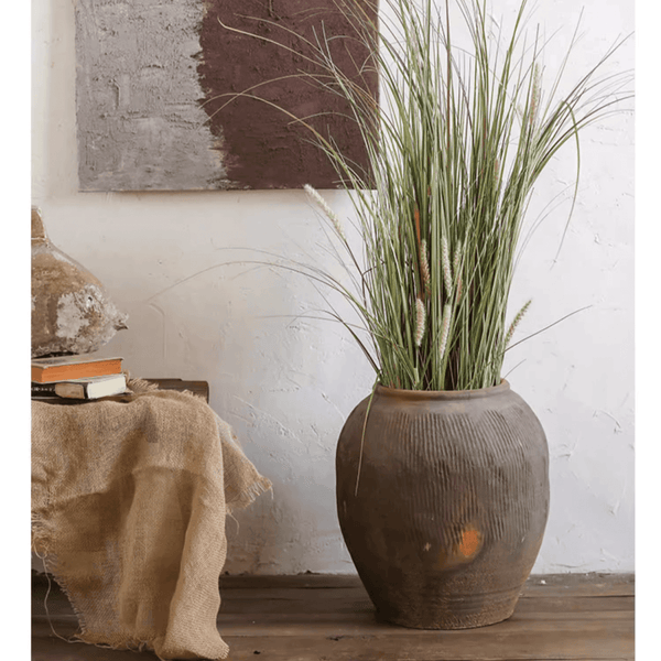 Scored Terracotta Blend Round Planter