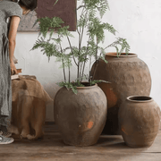 Scored Terracotta Blend Round Planter