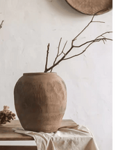 Scored Terracotta Blend Round Planter