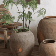 Scored Terracotta Blend Round Planter
