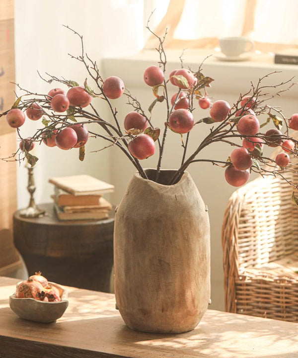 Carved Parasol Wood Vessel Vase
