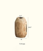 Carved Parasol Wood Vessel Vase