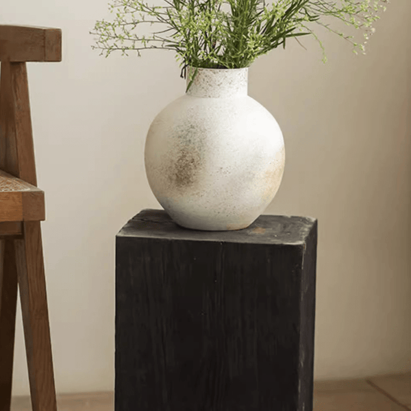 Matte Cement Globe Vase