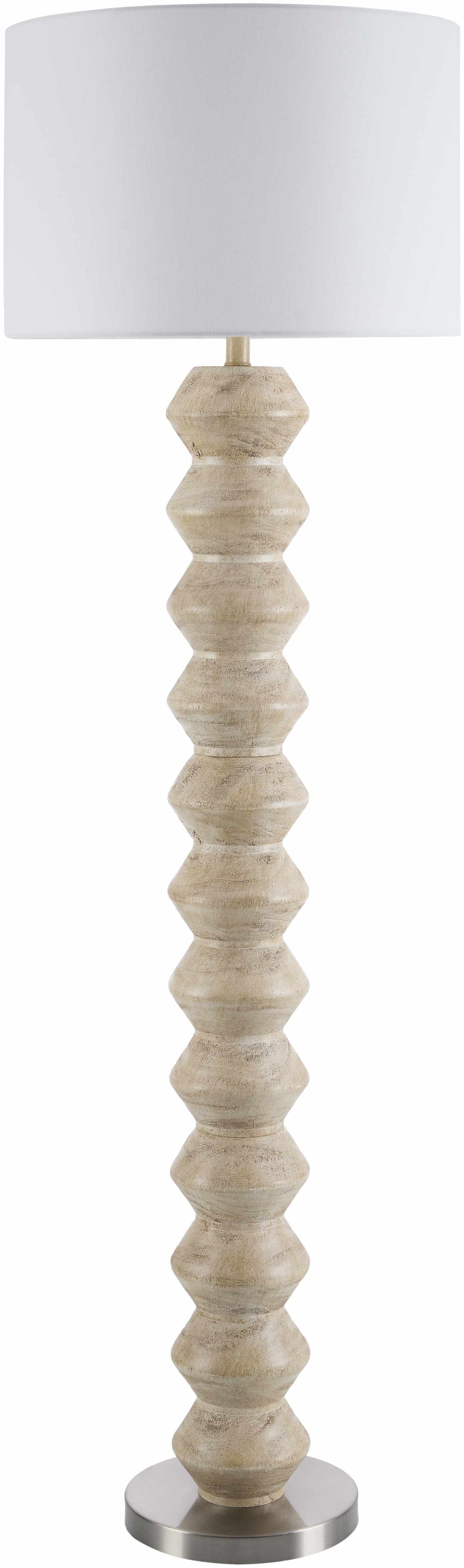 Stacked Resin Column Floor Lamp styled in a warm reading corner