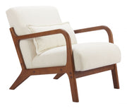 Close-up of material and construction detail — Boucle Fabric Wood-Frame Accent Chair
