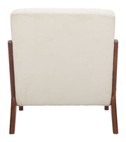 Boucle Fabric Wood-Frame Accent Chair — scale reference and proportion detail