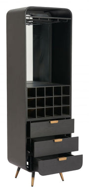 Black Wood-Grain Bar Cabinet in a styled home setting