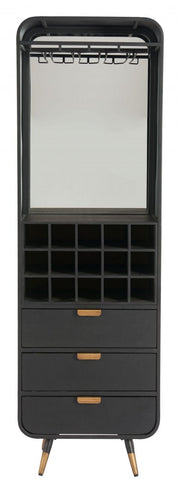 Close-up of brass hardware and finish detail — Black Wood-Grain Bar Cabinet