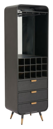 Black Wood-Grain Bar Cabinet — scale reference and proportion detail