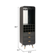 Black Wood-Grain Bar Cabinet — detail of finish and surface variation