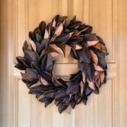 Faux Brown Magnolia Leaf Wreath 30 in