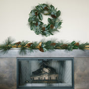 Faux Magnolia Eucalyptus Pinecone Wreath