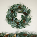 Faux Magnolia Eucalyptus Pinecone Wreath