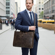 Full-Grain Leather Laptop Briefcase