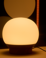 Frosted Globe Wood-Base Table Lamp