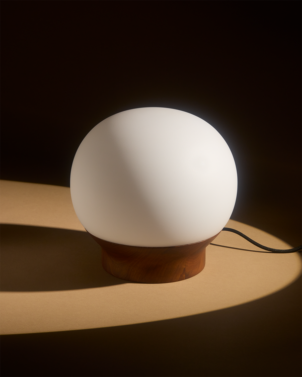 Frosted Globe Wood-Base Table Lamp