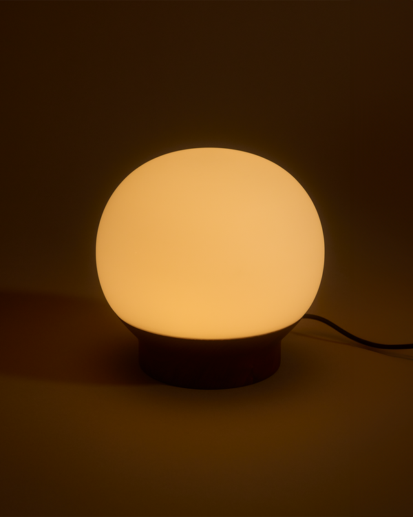Frosted Globe Wood-Base Table Lamp