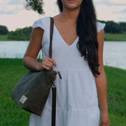 Waxed Canvas Leather Tote Bag