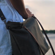 Waxed Canvas Leather Tote Bag