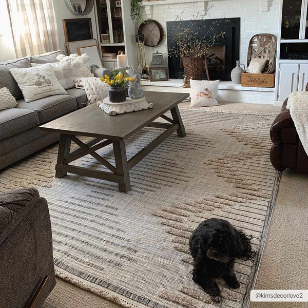 High-Low Texture Fringe Area Rug