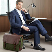 Waxed Canvas Leather Laptop Messenger Bag