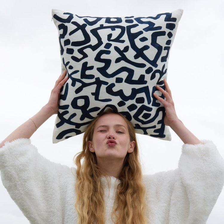 Abstract Print Cotton Slub Pillow