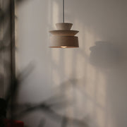 Close-up of lampshade construction and diffusion detail — Tiered Organic Cotton Pendant Lamp