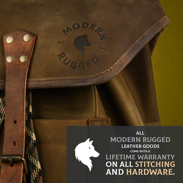 Weathered Full-Grain Leather Backpack