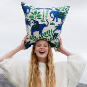 Printed Cotton Jungle Motif Throw Pillow