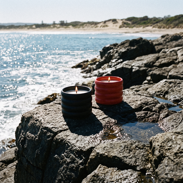 Ridged Ceramic Soy Candle