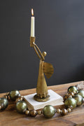 Antique Gold Metal Angel Taper Candle Holder
