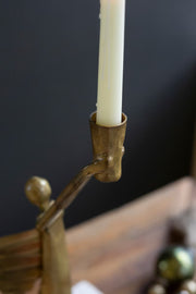 Antique Gold Metal Angel Taper Candle Holder