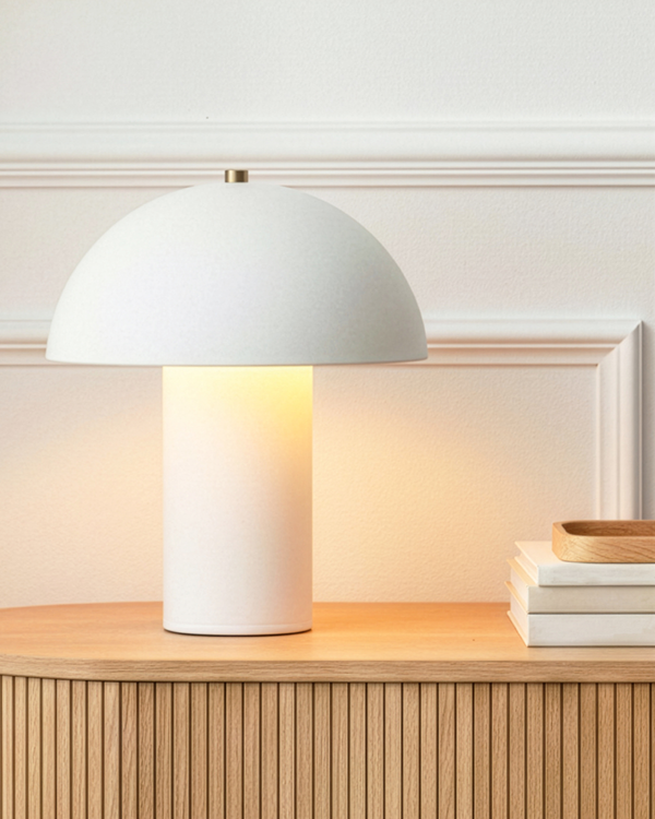 Dome Shade Matte Cream Table Lamp