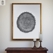 Hand-Pressed Ash Tree Ring Print — Hand-pressed tree ring art from a fallen New Hampshire ash, 18x24