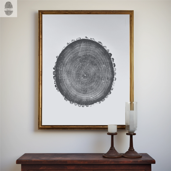 Hand-Pressed Ash Tree Ring Print — Hand-pressed tree ring art from a fallen New Hampshire ash, 18x24